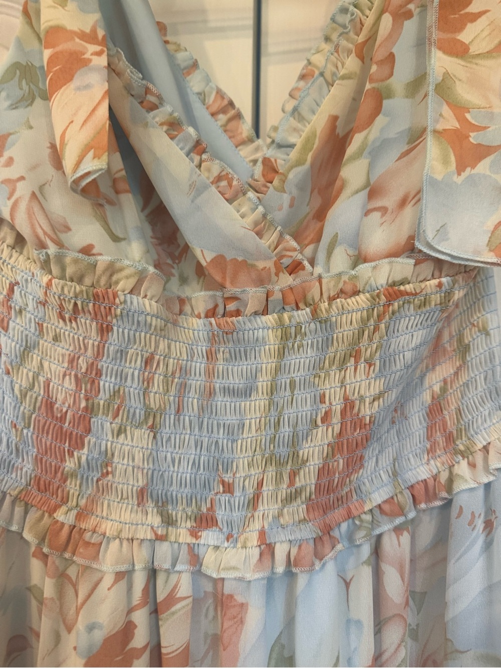 Petal & Pup Pastel Blue Floral Tie-Shoulder Maxi Dress - Picture 7 of 13